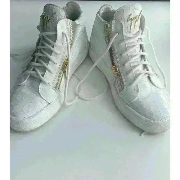 Authentic Giuseppe Zanotti Mens White Mid Top Lace Up Sneakers Shoes Sz EUR 38.5 main image 11